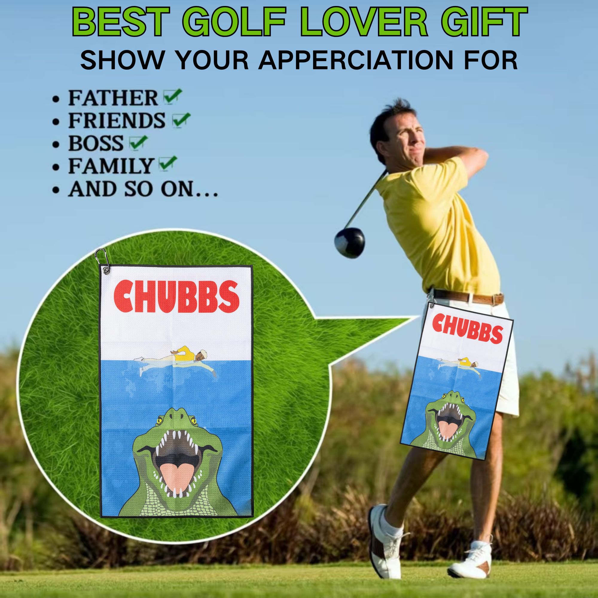 Fun Happy Gilmore Design Golf  - Golf Towel Waffle recension och pris